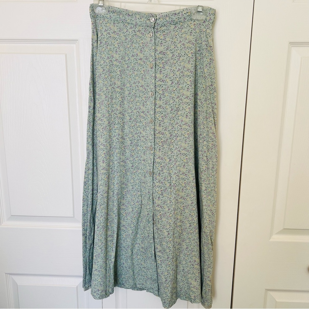 Aeropostale Green Maxi A-Line Skirt with Pleats